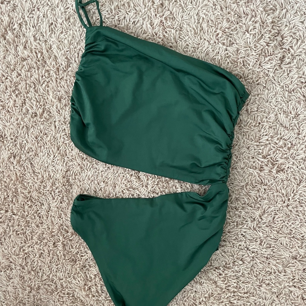 revolve superdown green bodysuit, one shoulder cut out, XS